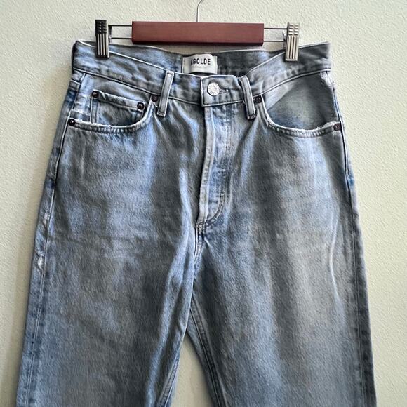 AGOLDE High Rise Straight Leg Blue Jeans Women's 25  Light Wash Distressed - Picture 6 of 13